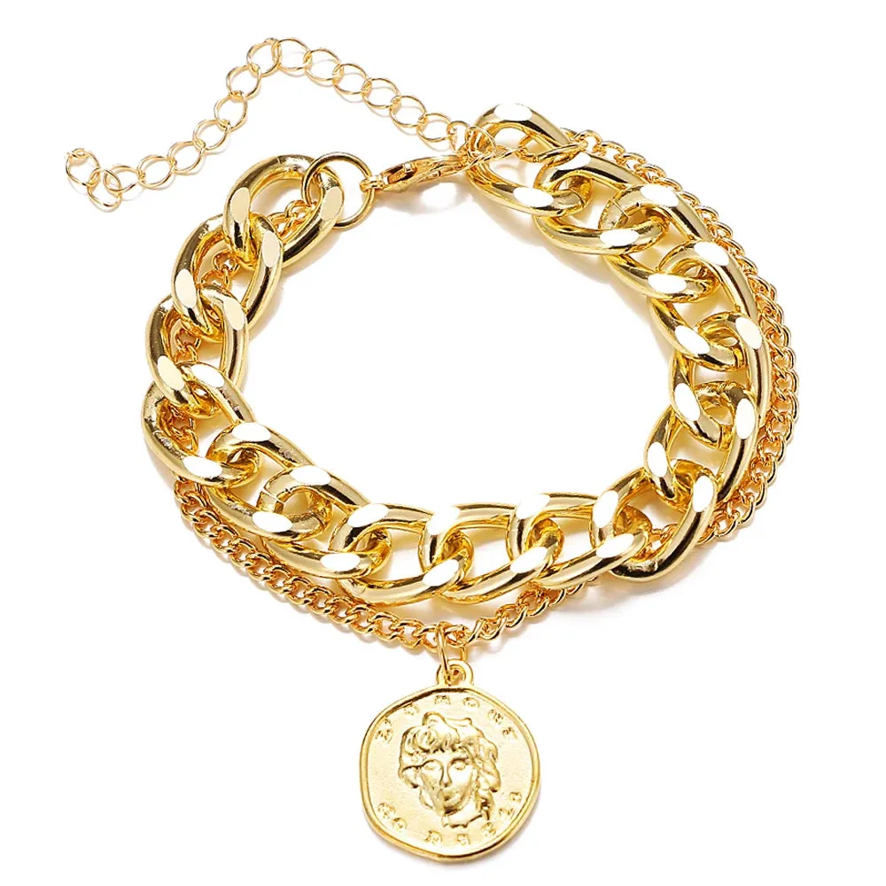 Retro Punk Metal Chain Bracelet Set for Women
