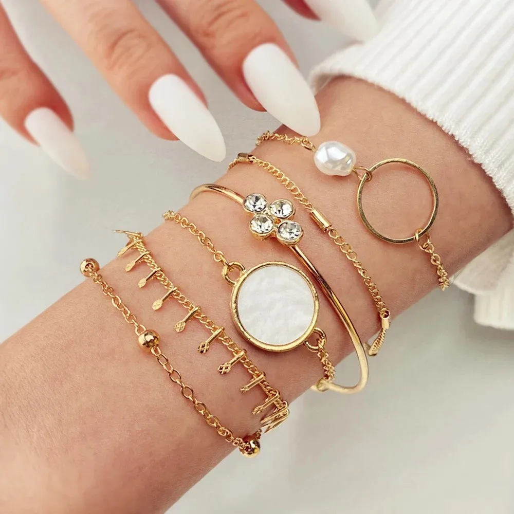 Retro Punk Metal Chain Bracelet Set for Women