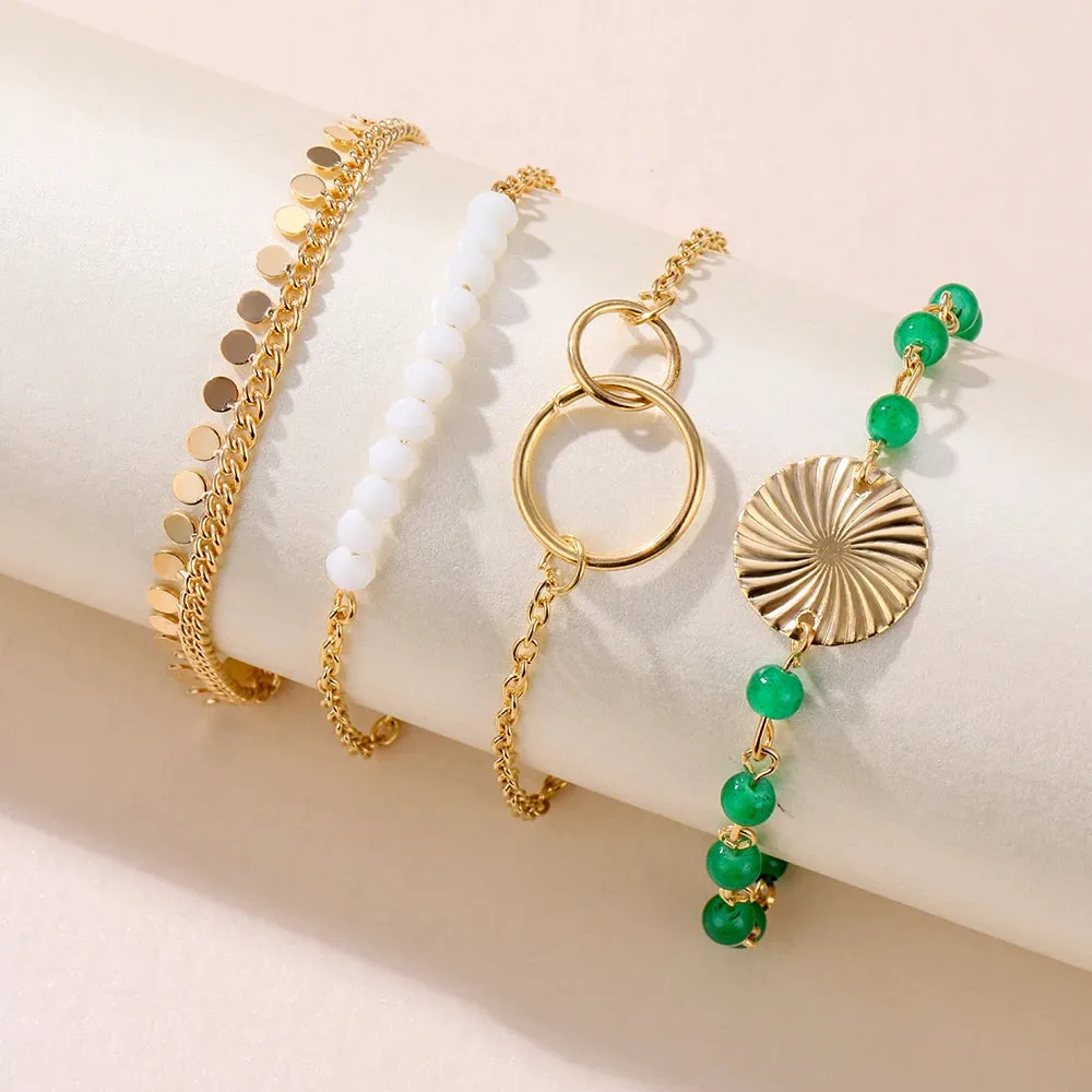 Retro Punk Metal Chain Bracelet Set for Women