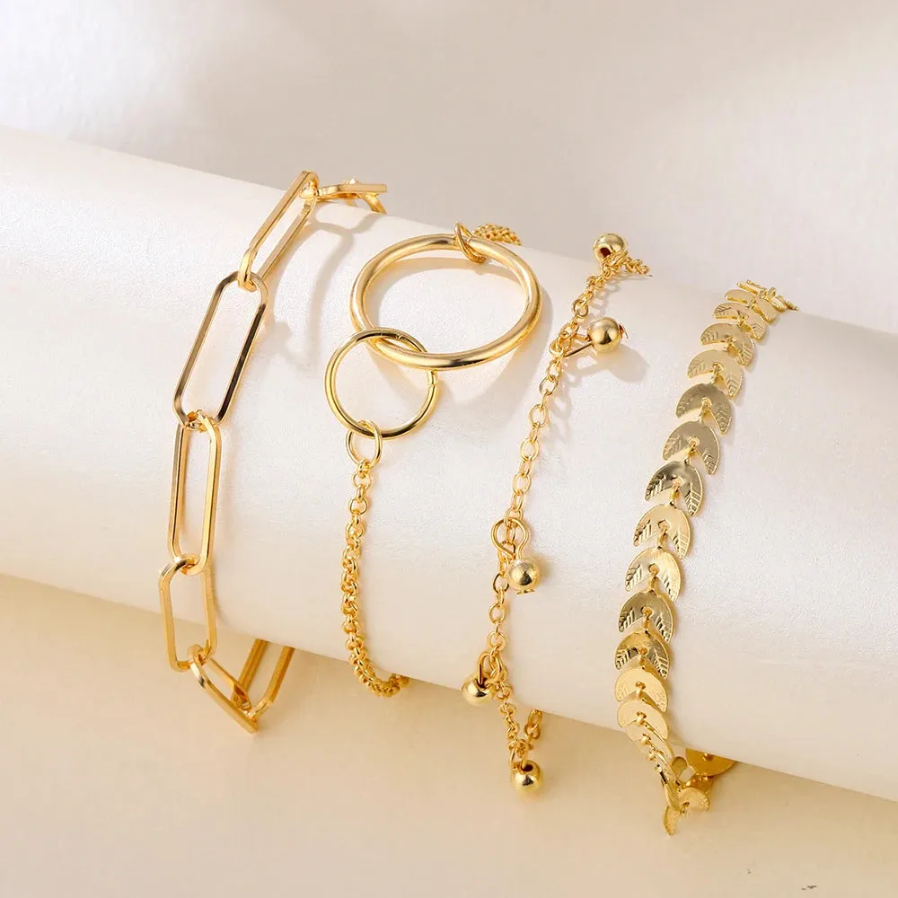 Retro Punk Metal Chain Bracelet Set for Women