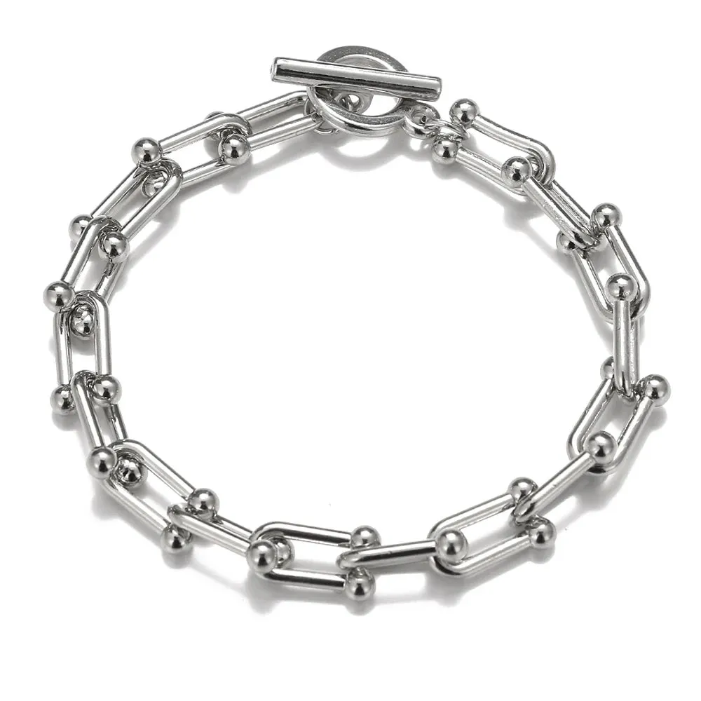 Retro Punk Metal Chain Bracelet Set for Women