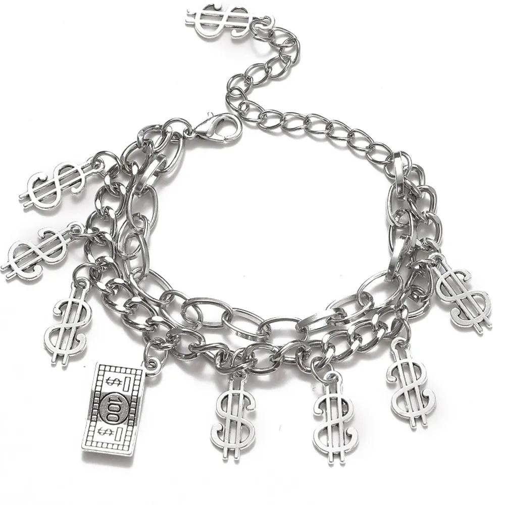 Retro Punk Metal Chain Bracelet Set for Women
