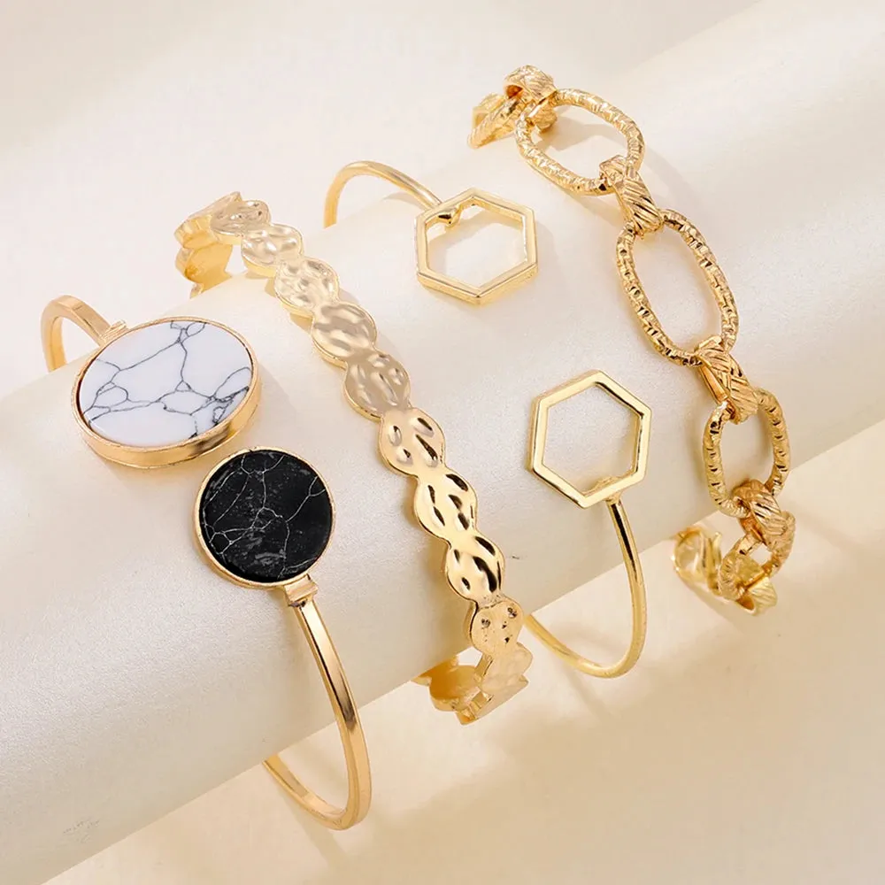 Retro Punk Metal Chain Bracelet Set for Women