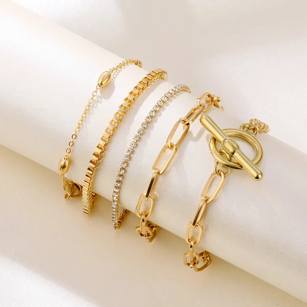 Retro Punk Metal Chain Bracelet Set for Women