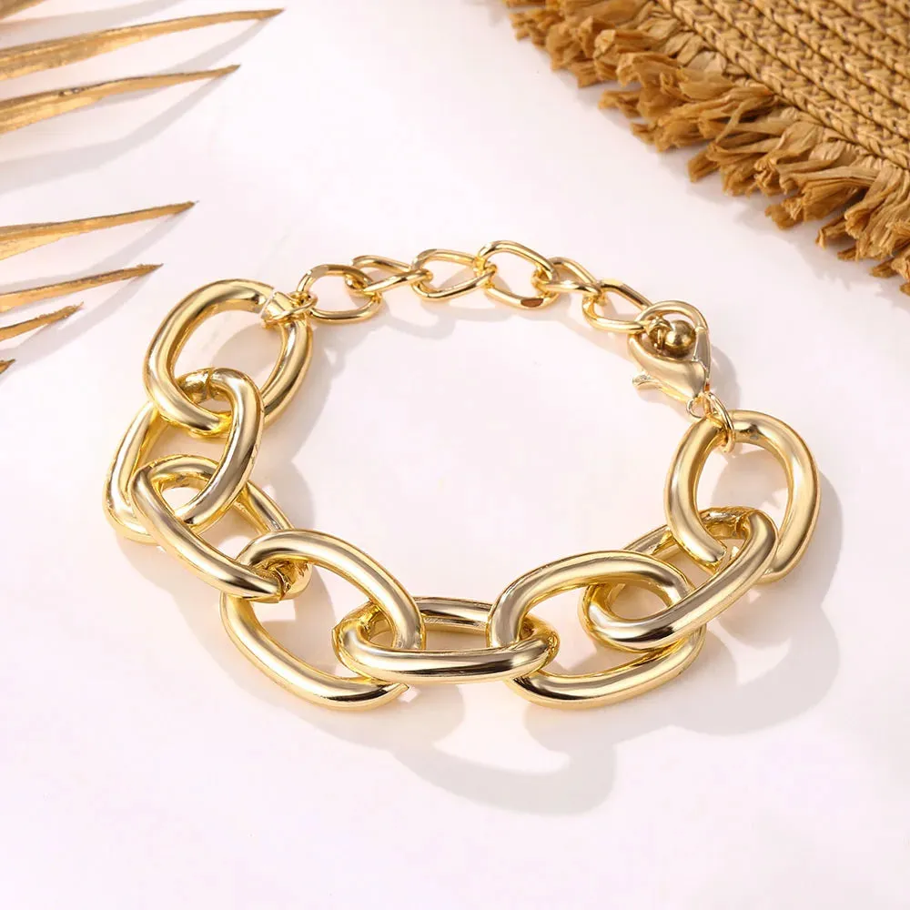 Retro Punk Metal Chain Bracelet Set for Women
