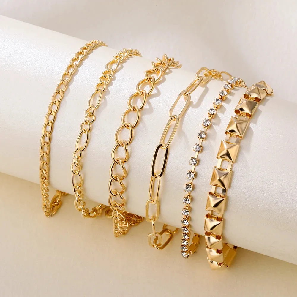 Retro Punk Metal Chain Bracelet Set for Women