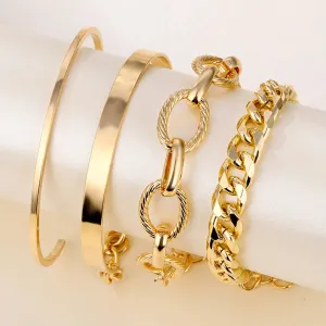 Retro Punk Metal Chain Bracelet Set for Women
