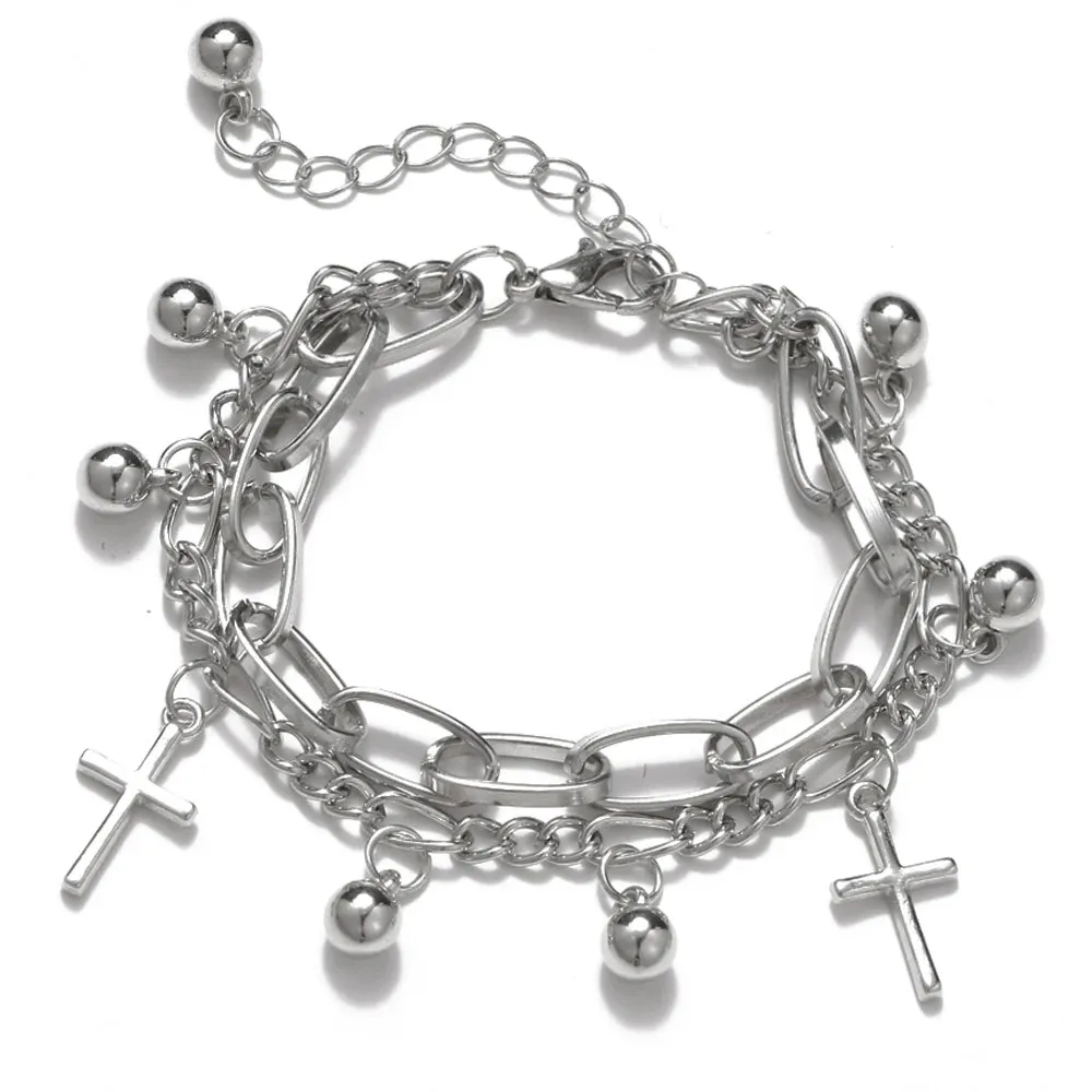 Retro Punk Metal Chain Bracelet Set for Women