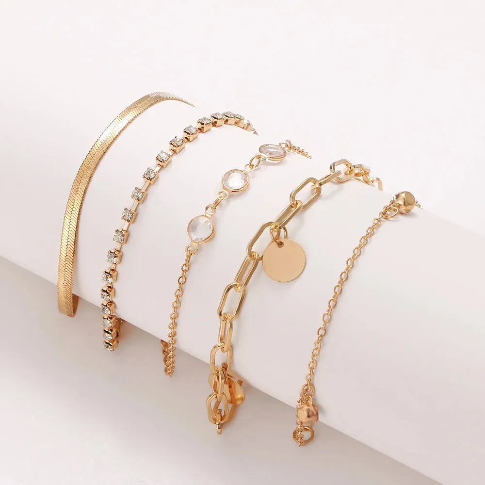 Retro Punk Metal Chain Bracelet Set for Women