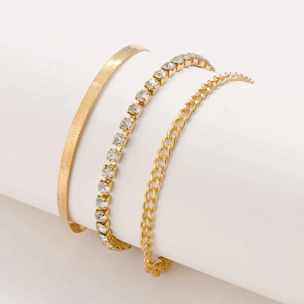 Retro Punk Metal Chain Bracelet Set for Women