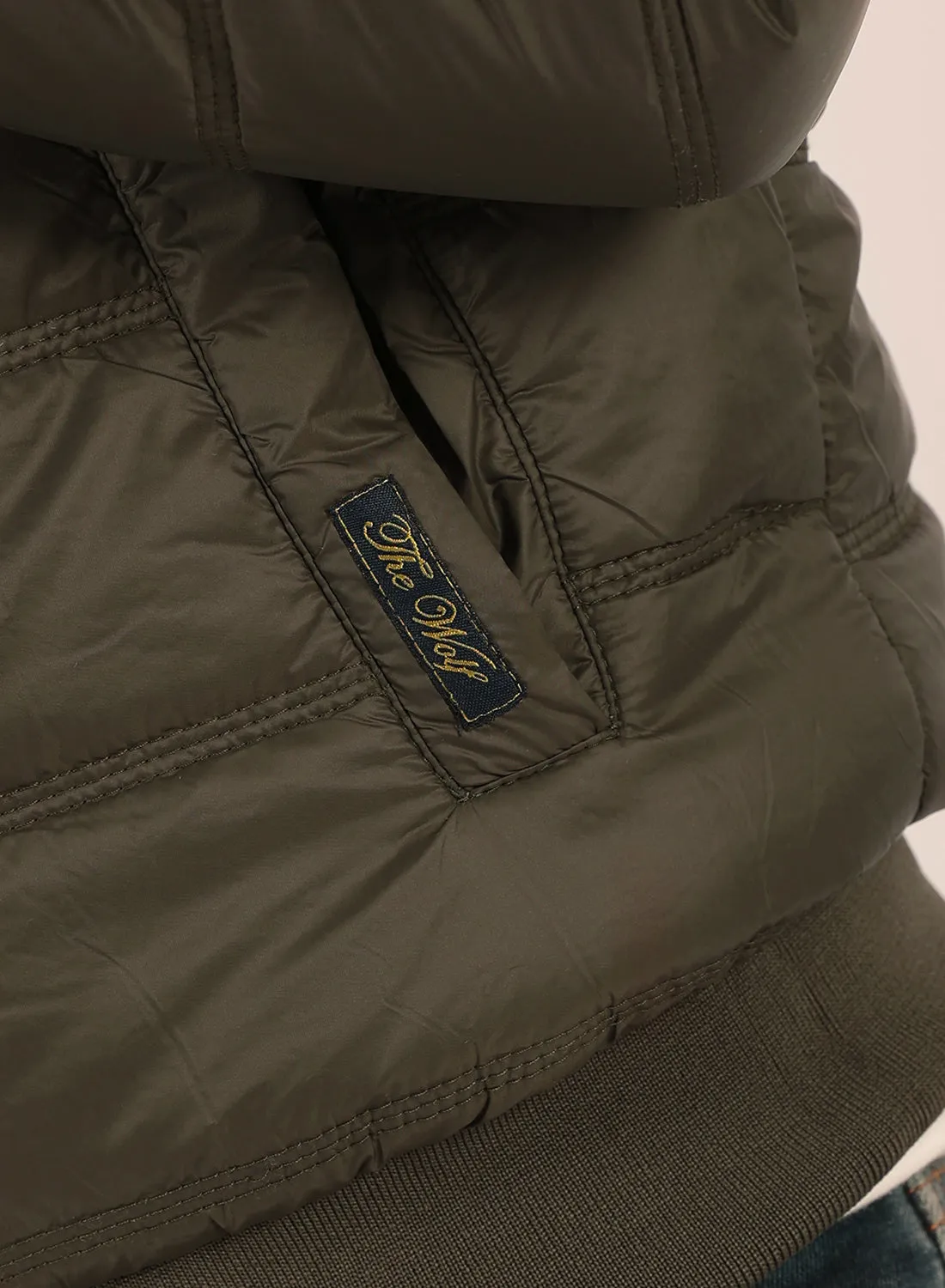 Reversible Regular Fit Bomber Jacket in Khaki