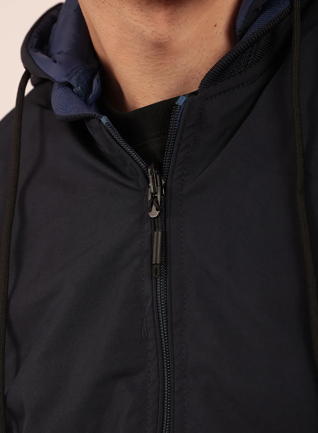 Reversible Regular Fit Bomber Jacket in Navy