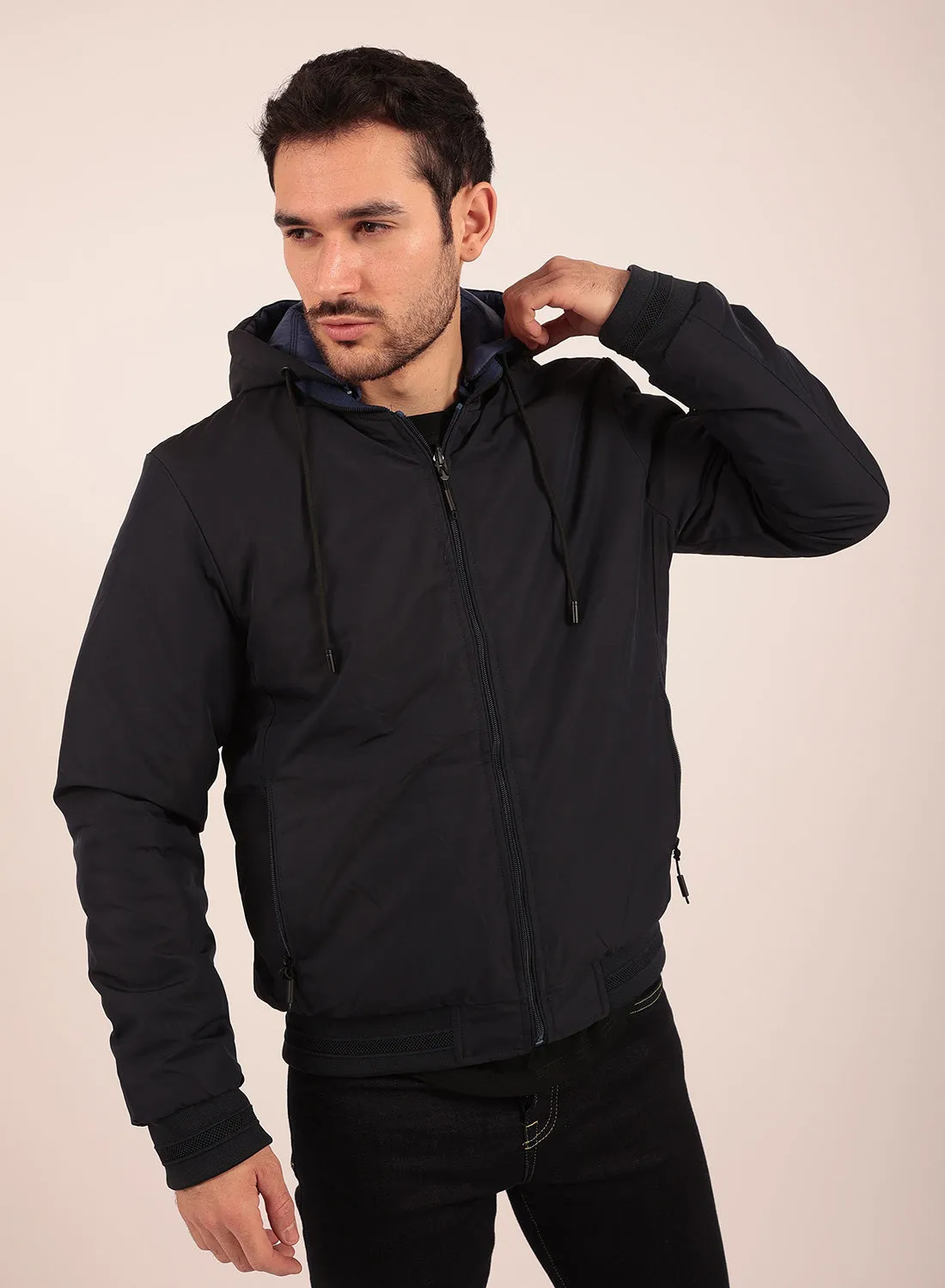 Reversible Regular Fit Bomber Jacket in Navy