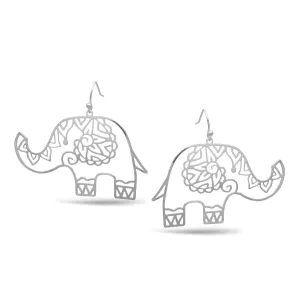 RHODIUM ELEPHANT EARRINGS #HNE90697RD (GF7)