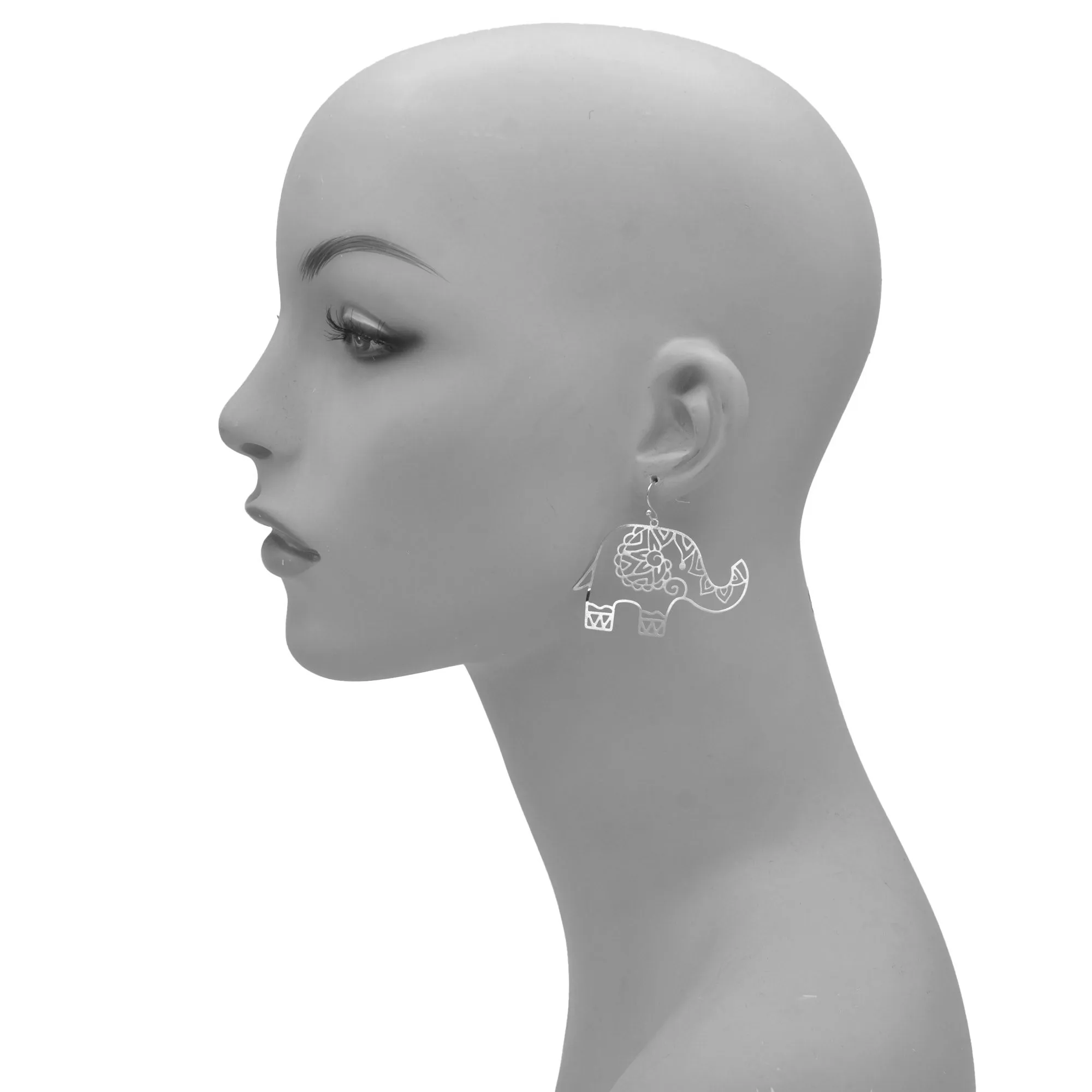 RHODIUM ELEPHANT EARRINGS #HNE90697RD (GF7)