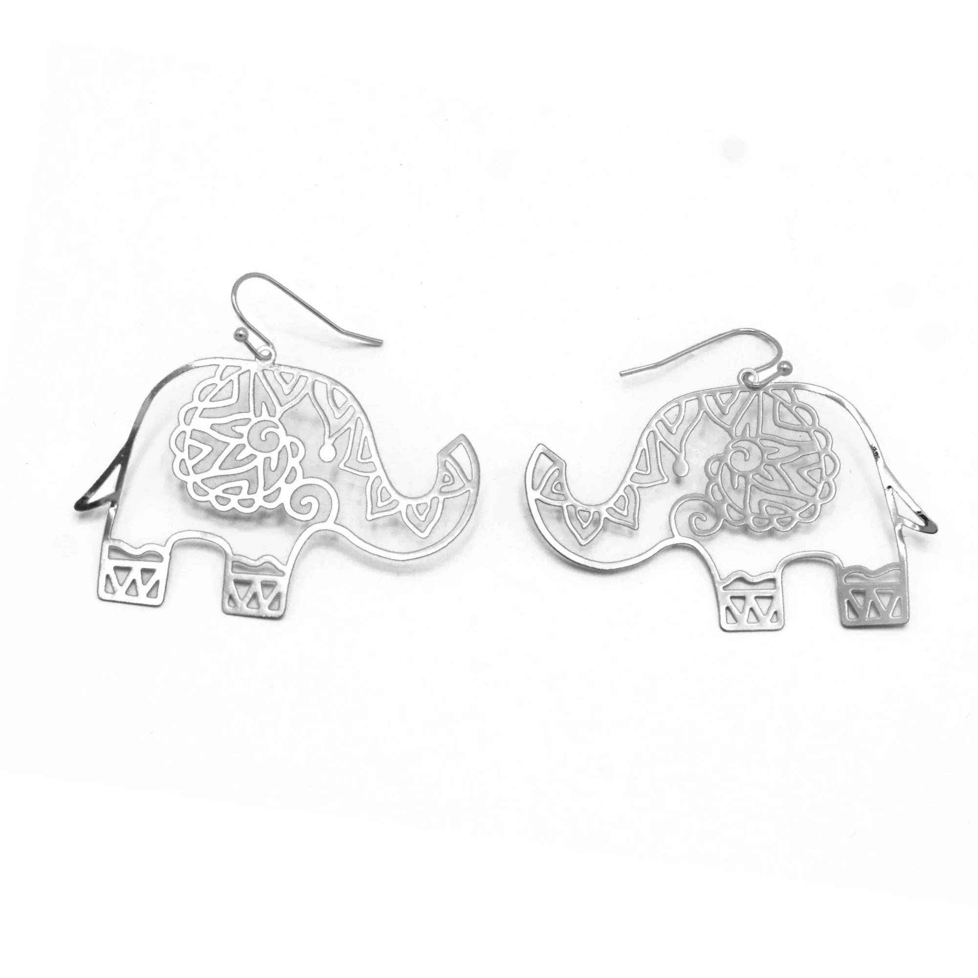 RHODIUM ELEPHANT EARRINGS #HNE90697RD (GF7)