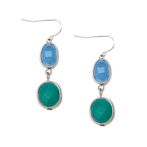 RHODIUM MULTI BLUE AND GREEN MIXED EARRINGS  #SE32367_ROD-BLU_MIX (HC4)