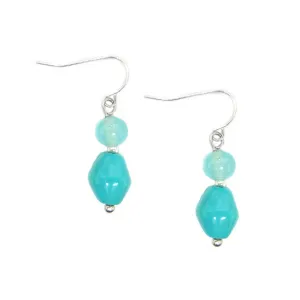 RHODIUM-TURQUOISE BEADED EARRINGS  #SE29440-1_R-TURQ (HB9)