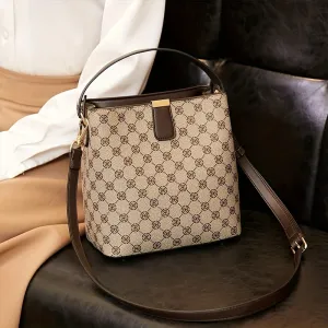 Rhombus Pattern Bucket Bag, Vintage Zipper Crossbody Bag, Women's Every Day Handbags