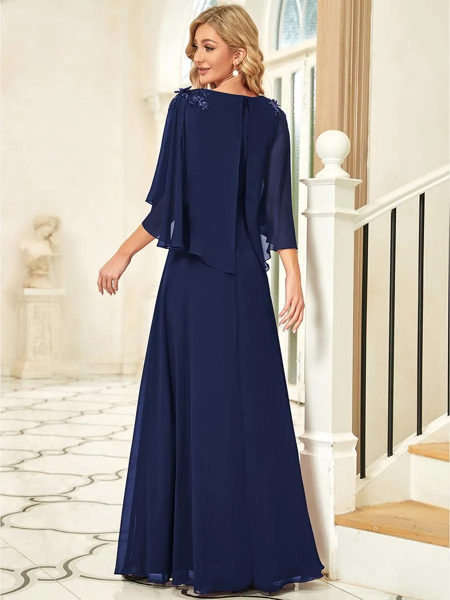 Robe de Demoiselle d'Honneur élégante en Mousseline à Col en V(Vente finale)
