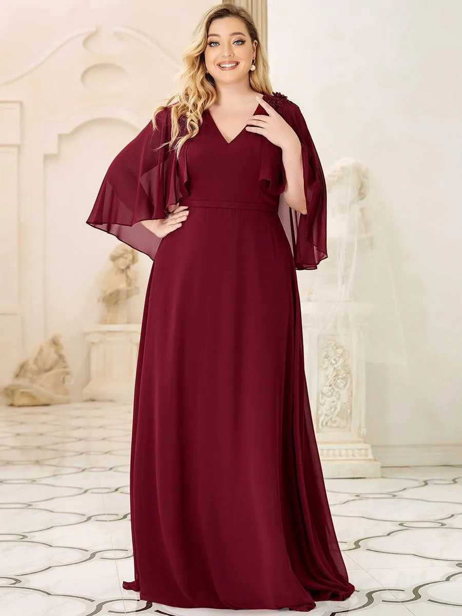 Robe de Demoiselle d'Honneur élégante en Mousseline à Col en V(Vente finale)