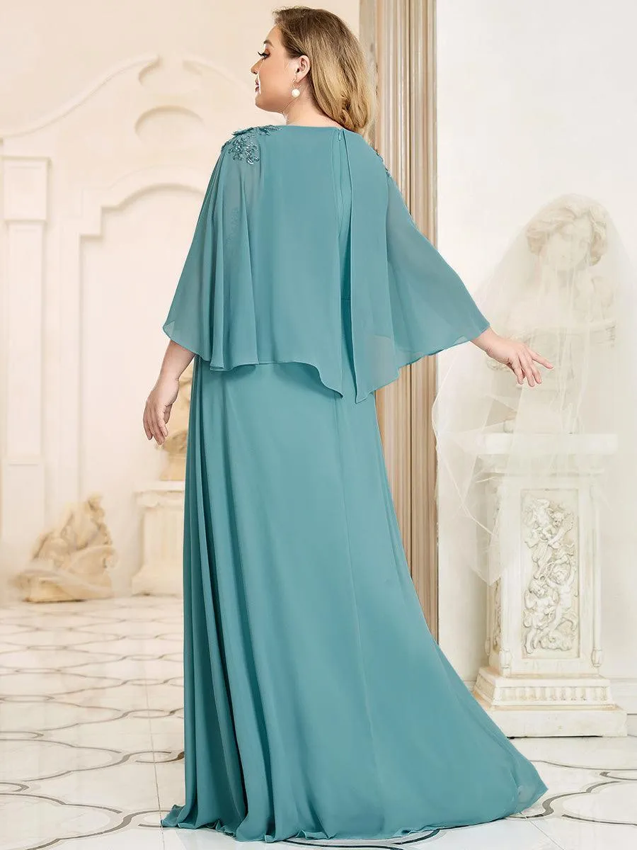 Robe de Demoiselle d'Honneur élégante en Mousseline à Col en V(Vente finale)