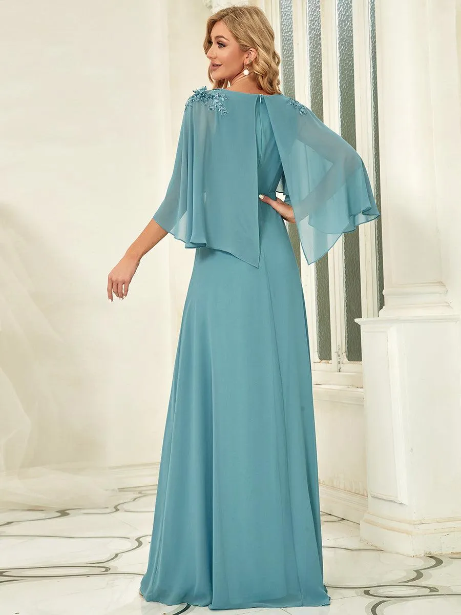 Robe de Demoiselle d'Honneur élégante en Mousseline à Col en V(Vente finale)
