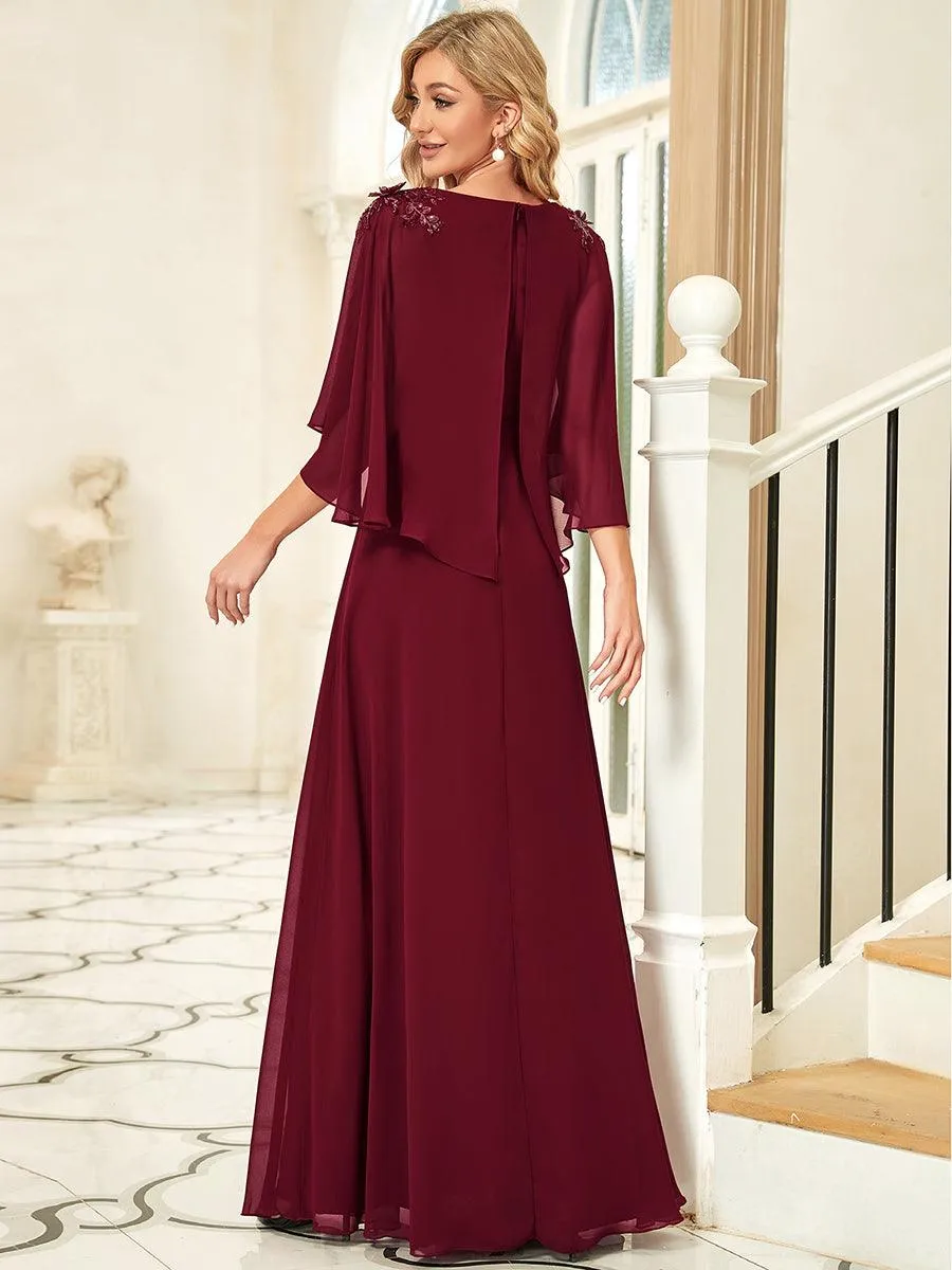 Robe de Demoiselle d'Honneur élégante en Mousseline à Col en V(Vente finale)