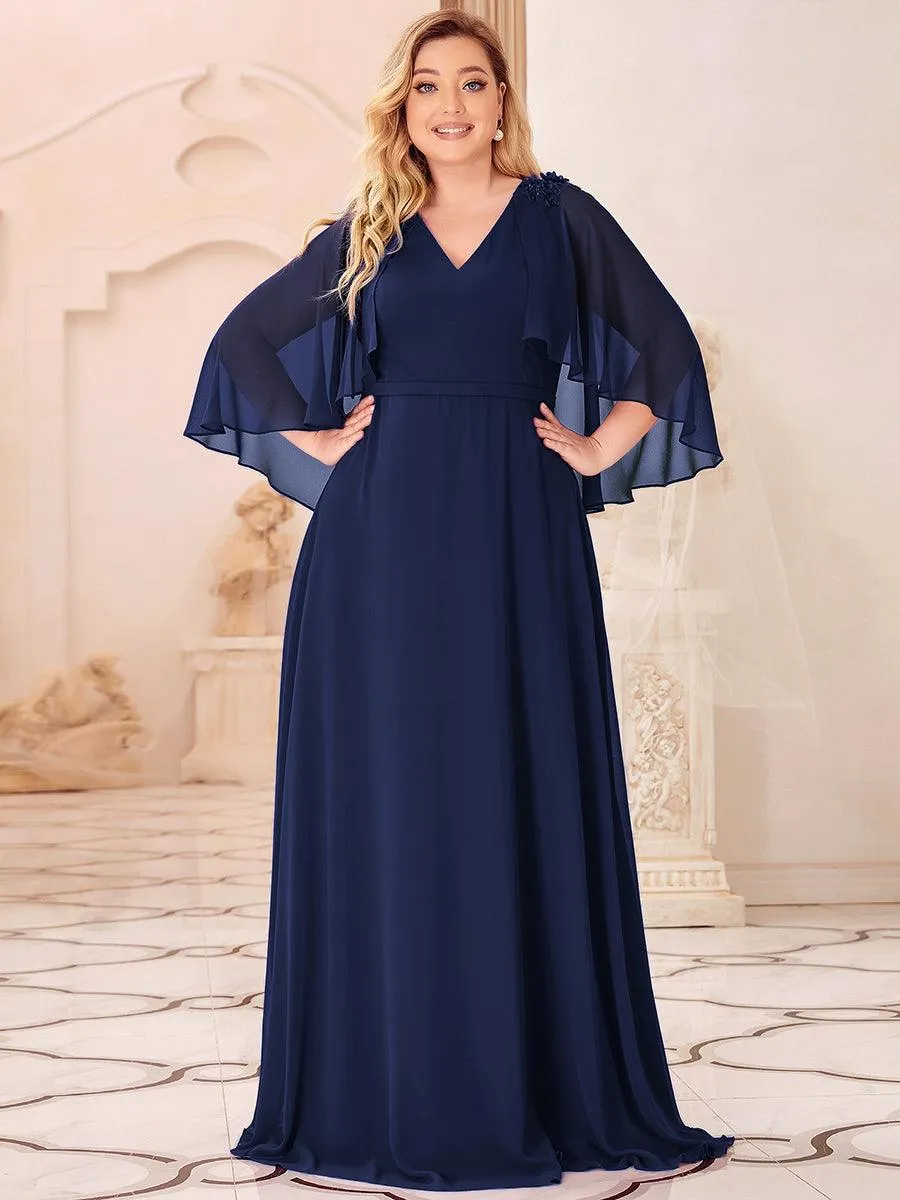 Robe de Demoiselle d'Honneur élégante en Mousseline à Col en V(Vente finale)