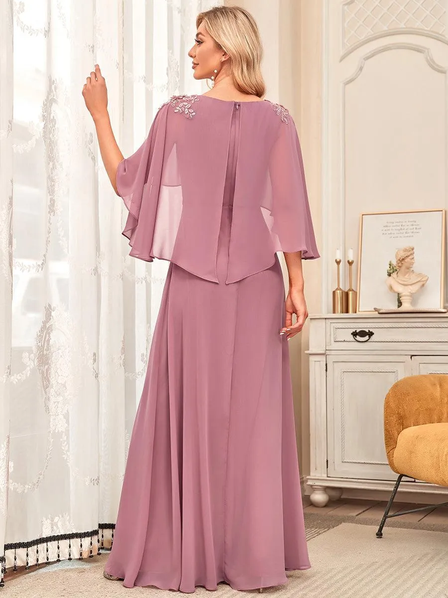Robe de Demoiselle d'Honneur élégante en Mousseline à Col en V(Vente finale)