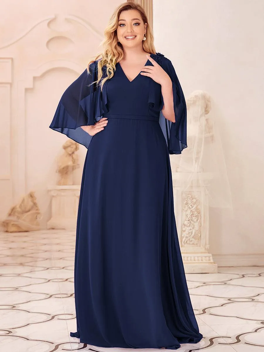 Robe de Demoiselle d'Honneur élégante en Mousseline à Col en V(Vente finale)