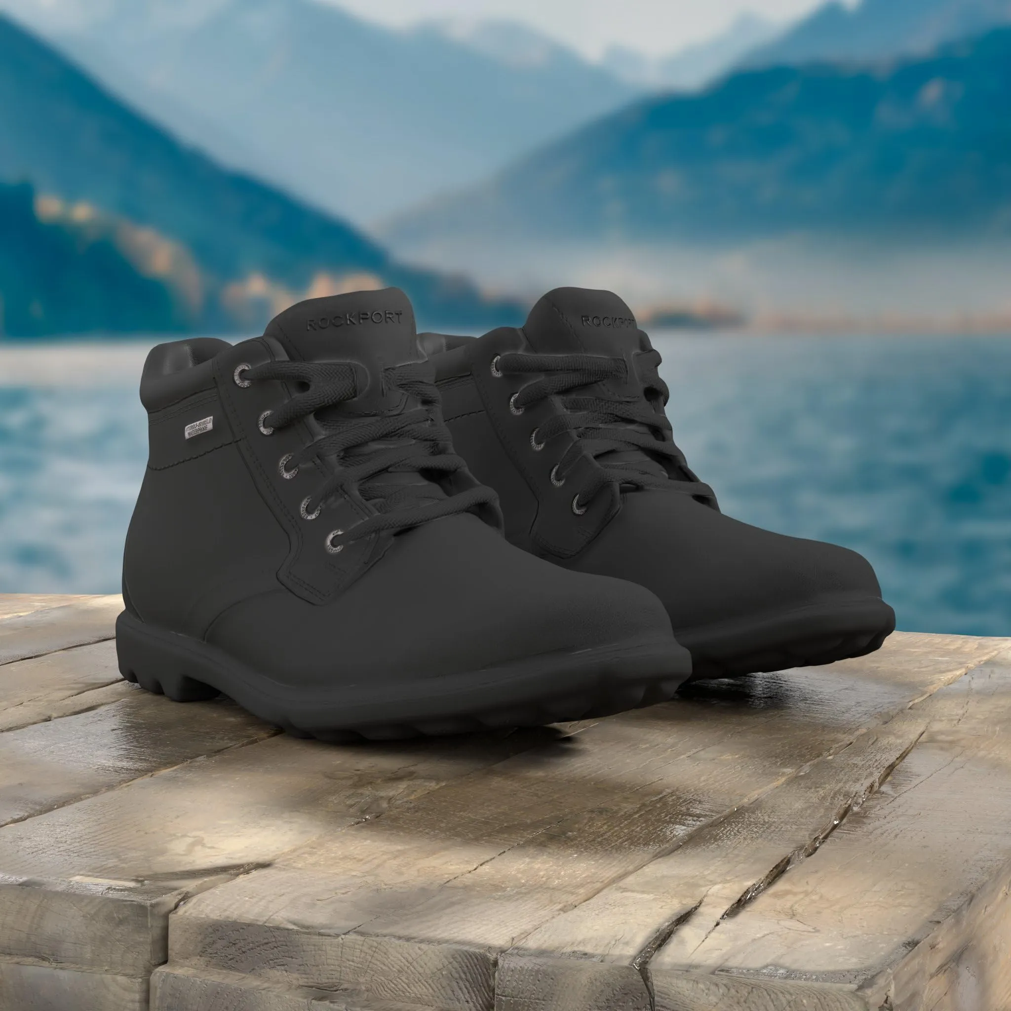Rockport mens Storm Surge Water Proof Plain Toe chukka boots, Black, 9 Wide US