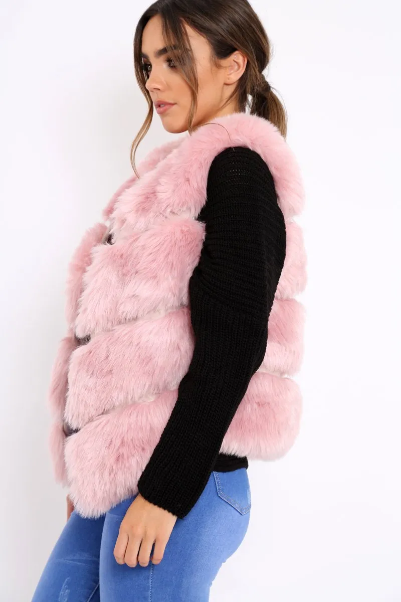 Rose Faux leather and Fur Gilet - Felicia