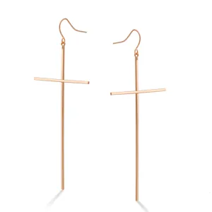ROSE GOLD CROSS EARRINGS #SWY-18063RG (FF10)