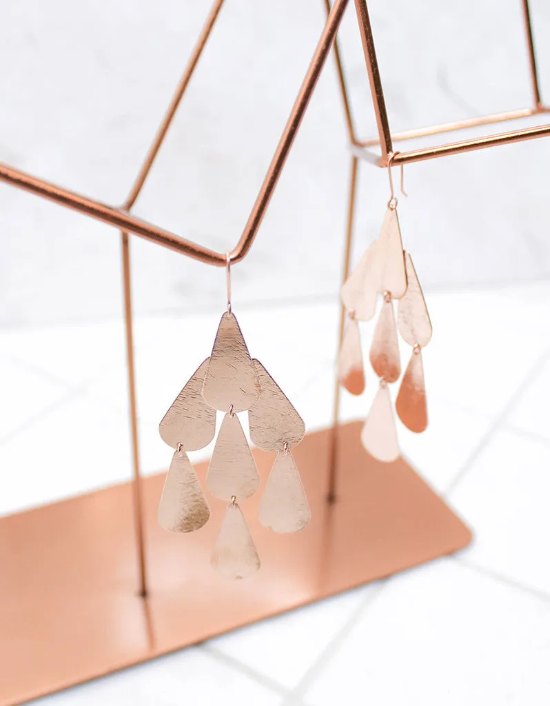 Rose Gold Luxury Tear Chandelier Earrings