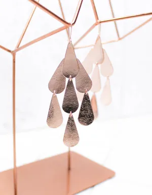 Rose Gold Luxury Tear Chandelier Earrings