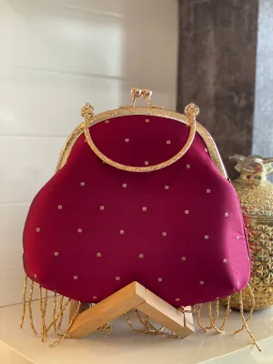 Royal Red Vintage Handbag With Tassel Latkan
