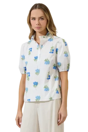 Ruffle Collar Floral Poplin Top