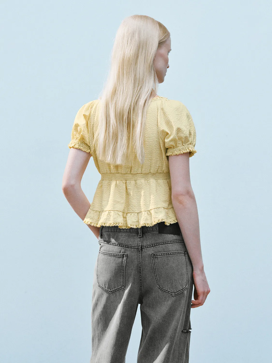 Ruffle Hem Overhead Blouses