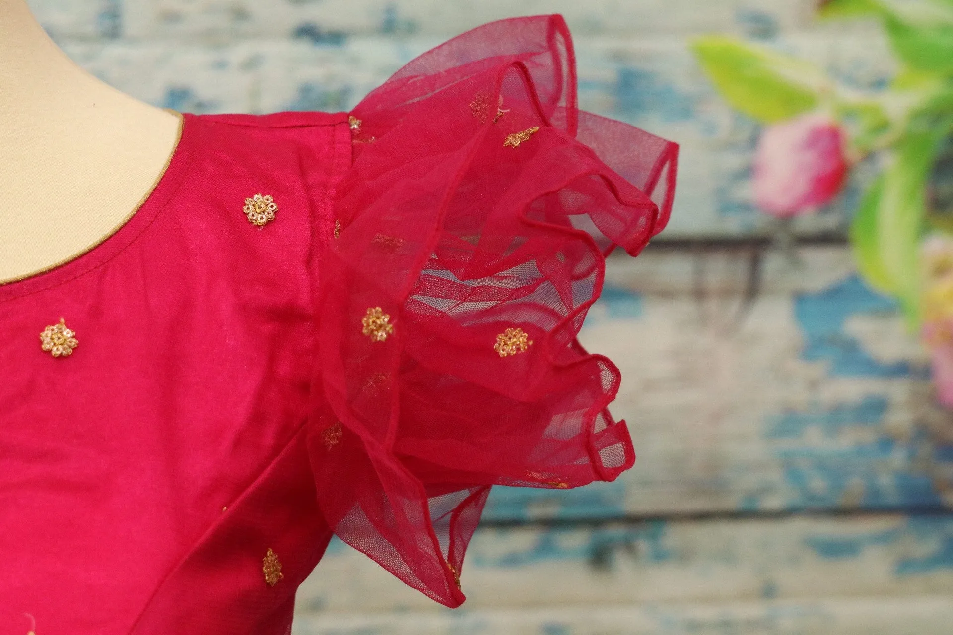 Ruffle saree blouse | kids Lehenga blouse|Saree stitched Blouse | work blouse | Silk saree Blouse  |green blouse|handloom Saree blouse
