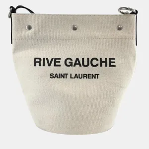 Saint Laurent Neutral Canvas Rive Gauche Bucket Bag
