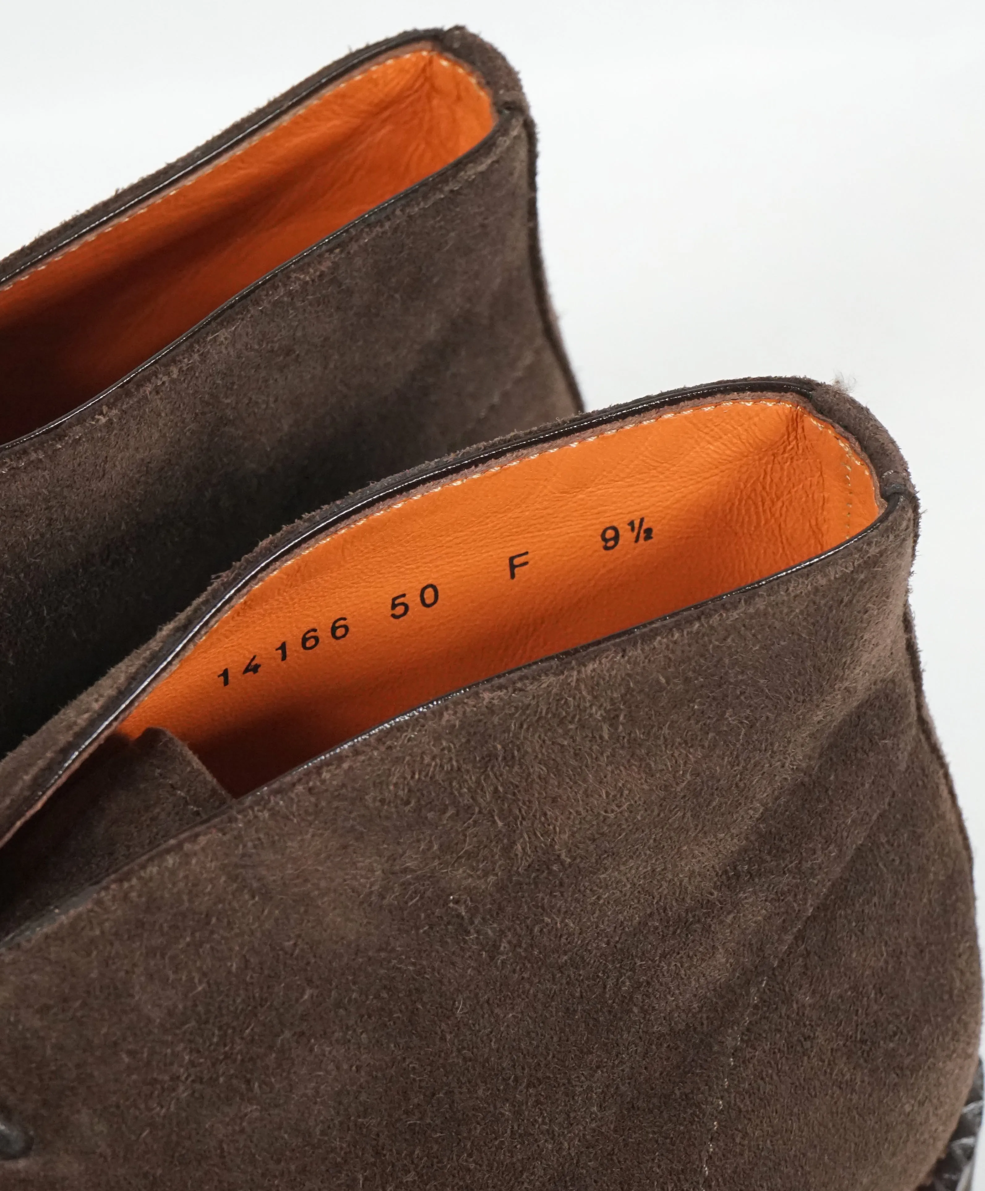 SANTONI -"FATTE A MANO” Brown Suede Chukka Ankle Boots-  10.5