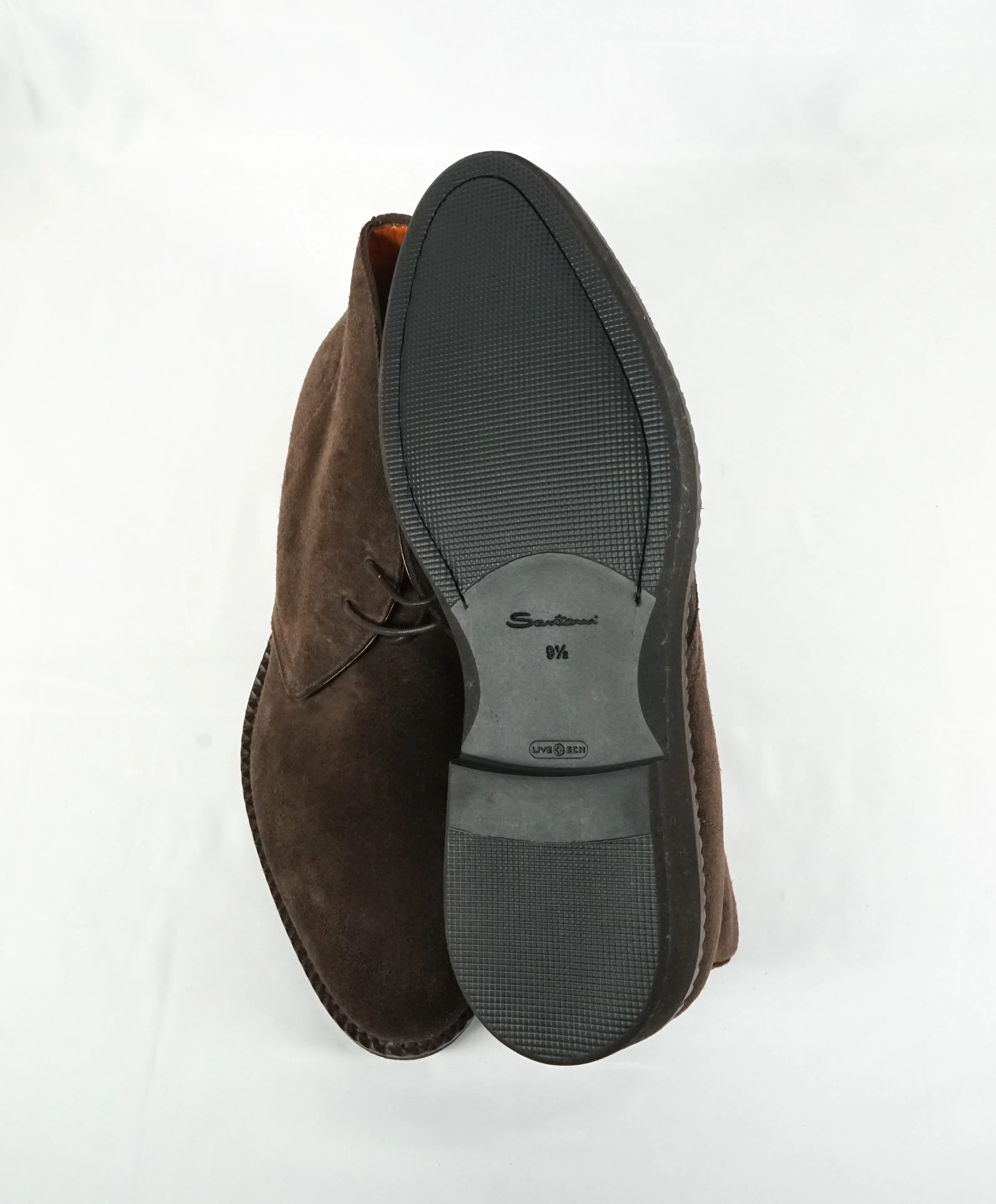 SANTONI -"FATTE A MANO” Brown Suede Chukka Ankle Boots-  10.5