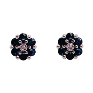 Sapphire Flower Stud Earrings in Sterling Silver