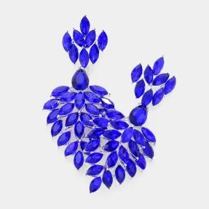 Sapphire Marquise Cluster Stone Chandelier Earrings | Pageant Earrings | Prom Earrings |  604686