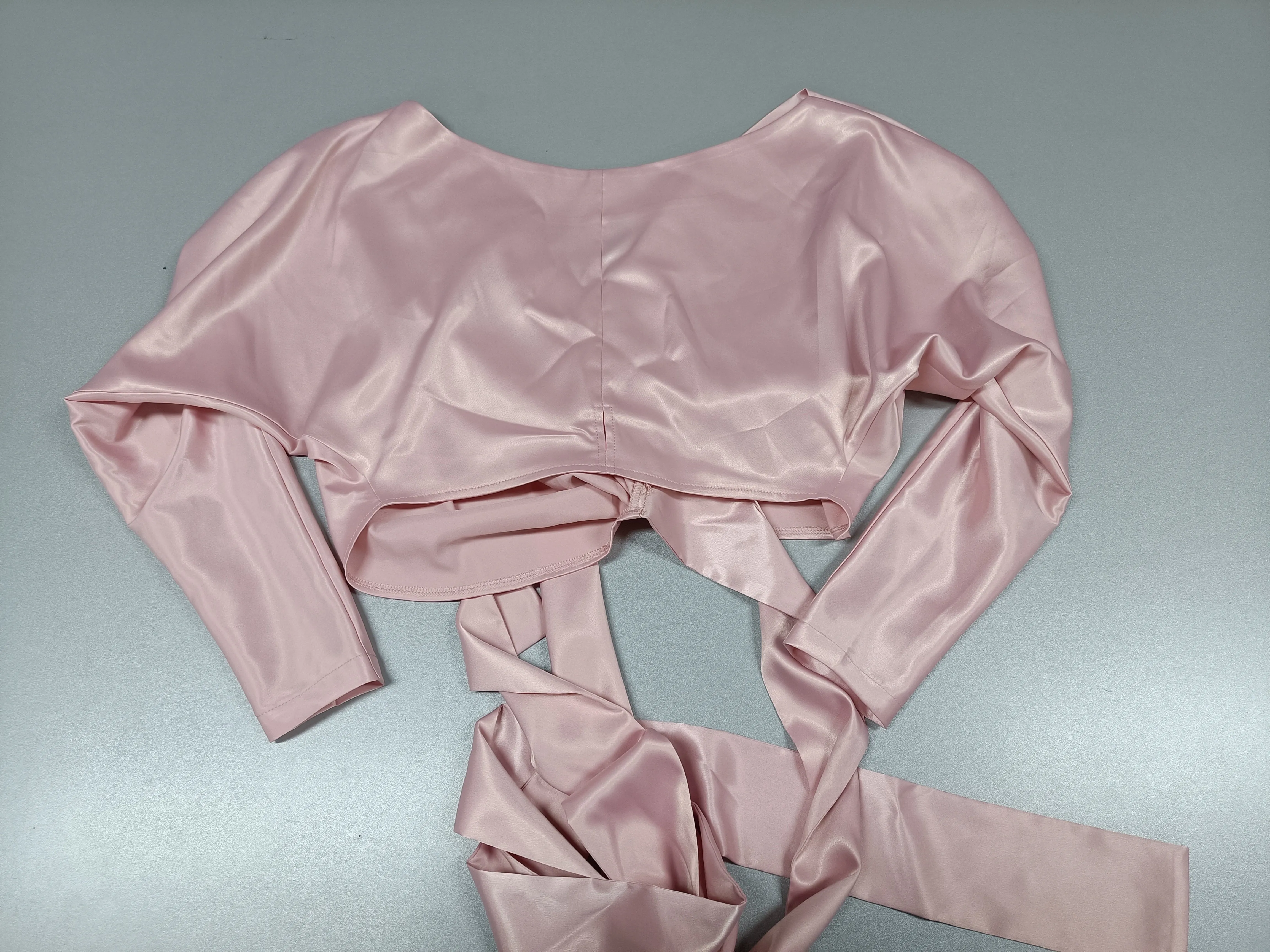 Satin Off Shoulder V-neck Bowknot Workwear Tops Shirts With Brooch
