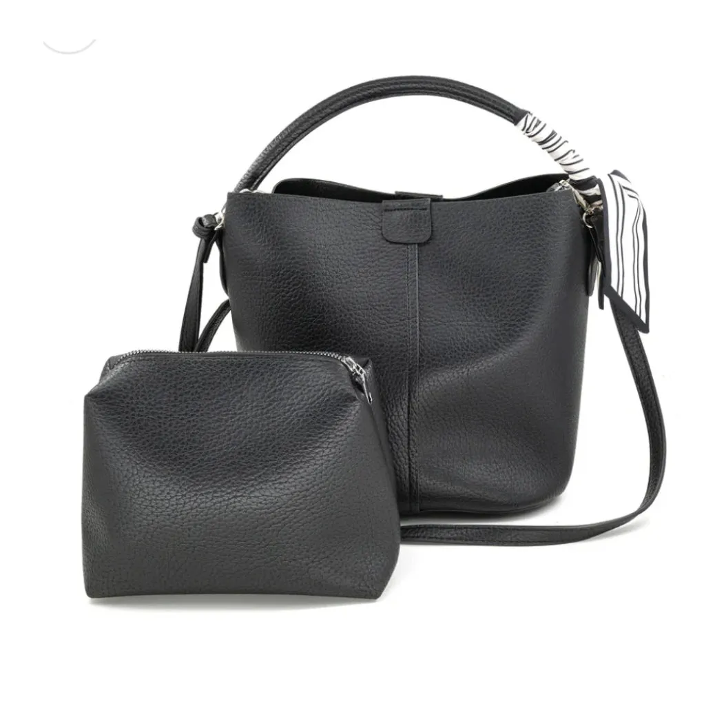 Scarf Tie Handbag Large- Black
