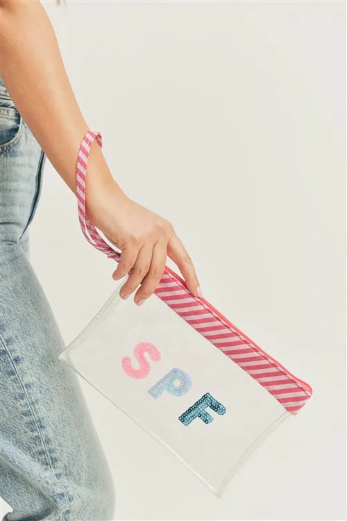 Sequin SPF Clear Pouch with Wrist Strap - Pack of 6