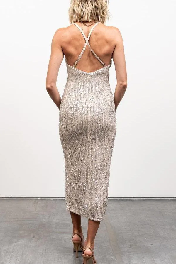 Sexy Sequins Side Slit Party Dress