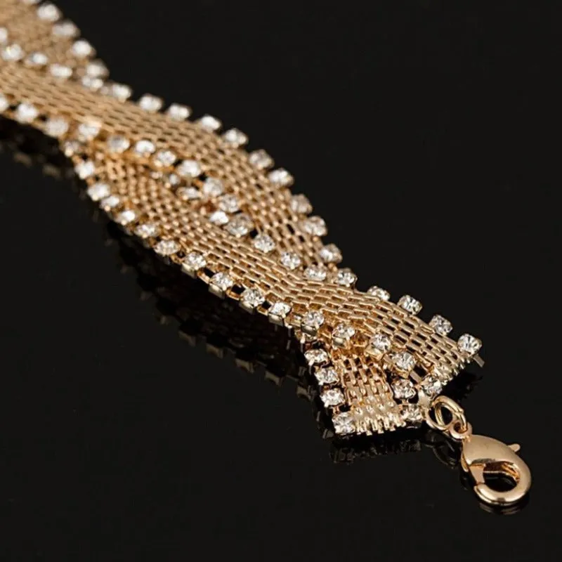 Shiny Rhinestone Bracelet link Chain Bangles Women Jewelry